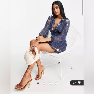 ASOS mini dress with checker and floral print